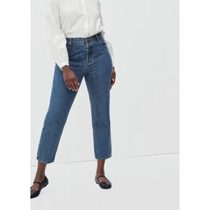 Everlane The 90's Cheeky Straight Jean High Rise Button Fly Crop Medium Blue